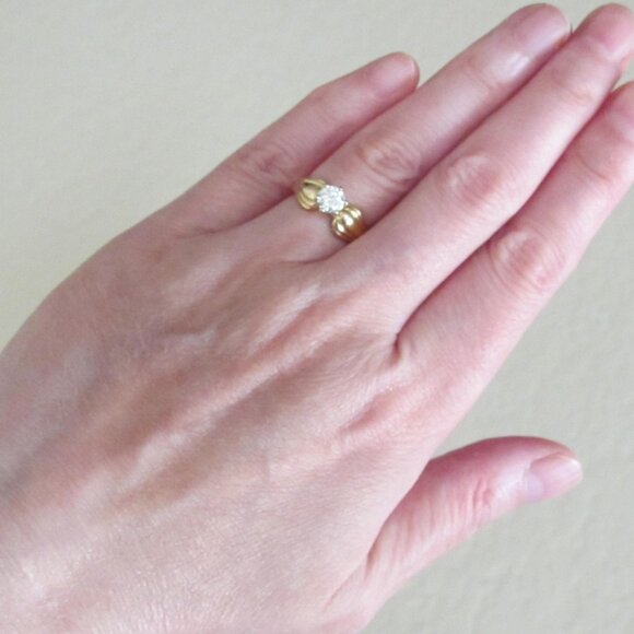 FINAL PRICE: 14K Solid Yellow Gold Natural Diamond Solitaire Ring - Picture 2 of 10